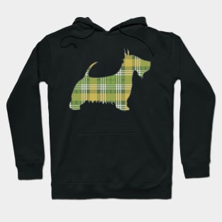 Green, White and Yellow Tartan Scottish Terrier Dog Silhouette Hoodie